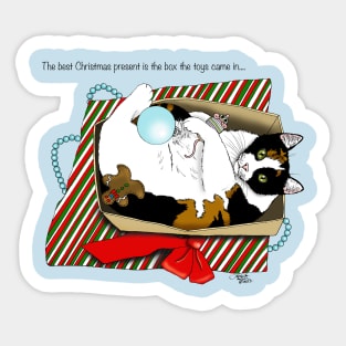 Christmas Toy Box Cat Sticker